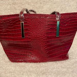Red Hot Faux Croc Purse